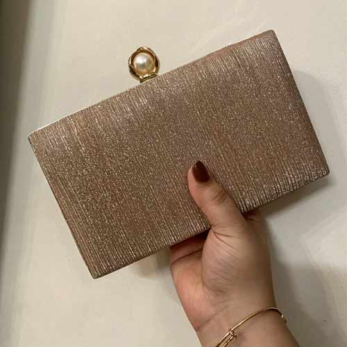 wisaal.co - Premium Brown Fabric Clutch - Evening Essential