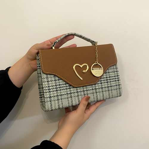wisaal.co - Premium Checkered Fabric Flap Bag - Evening Essential