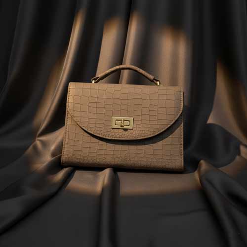 wisaal.co - Premium Grey Fabric Flap Bag - Evening Essential