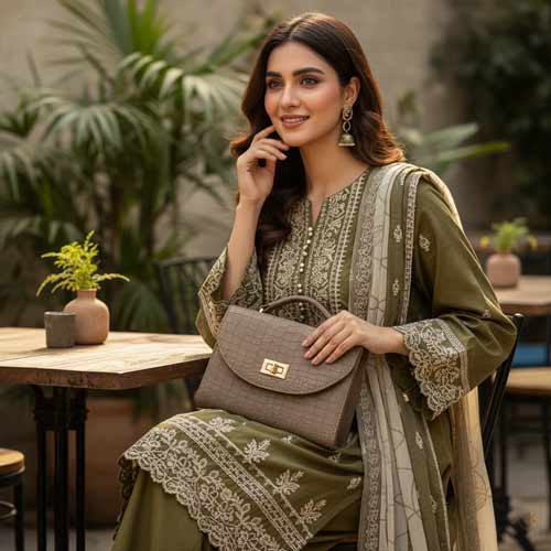 wisaal.co - Premium Grey Fabric Flap Bag - Evening Essential