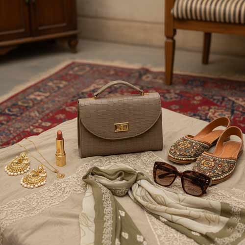 wisaal.co - Premium Grey Fabric Flap Bag - Evening Essential