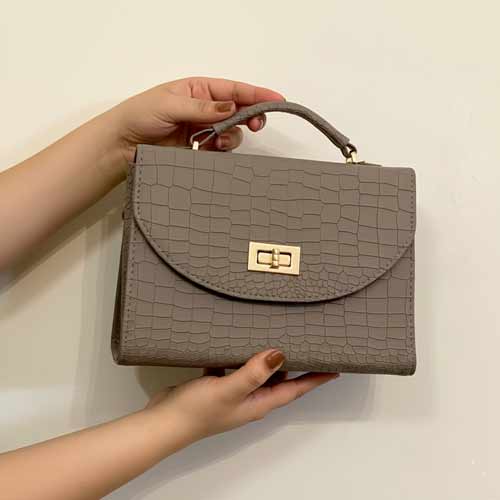 wisaal.co - Premium Grey Fabric Flap Bag - Evening Essential