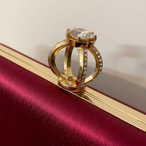 wisaal.co - Premium Maroon Fabric Clutch - Evening Essential