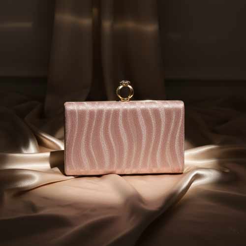 wisaal.co - Premium Pink Fabric Clutch - Evening Essential