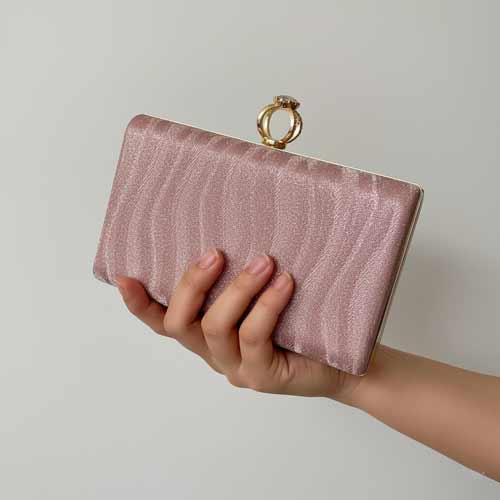 wisaal.co - Premium Pink Fabric Clutch - Evening Essential