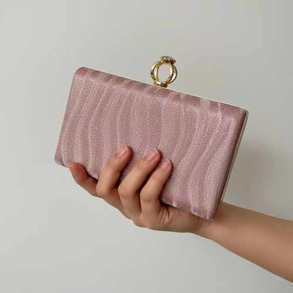 wisaal.co - Premium Pink Fabric Clutch - Evening Essential