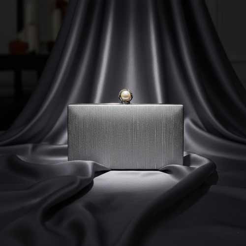 wisaal.co - Premium Silver Designer Clutch - Evening Essential