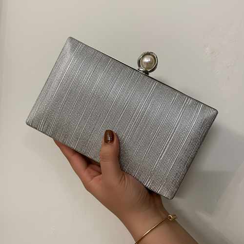 wisaal.co - Premium Silver Designer Clutch - Evening Essential