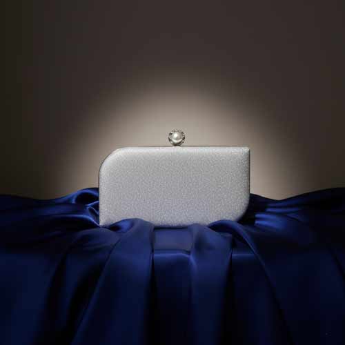 wisaal.co - Premium Silver Fabric Clutch - Evening Essential